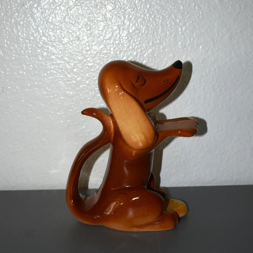 Frank & Meyer Dachshund Figurine Unisex OS Brown Excellent Vintage Ceramic Dog